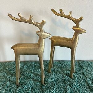 Vintage Inspired Christmas Reindeer Gold Long Leg set of 2 NEW